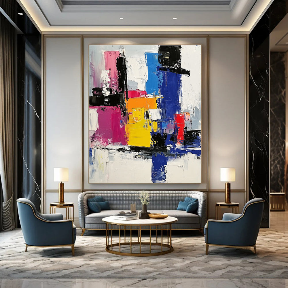 Vibrant Geometric Abstract Painting for Modern Office Lounges GAB0841