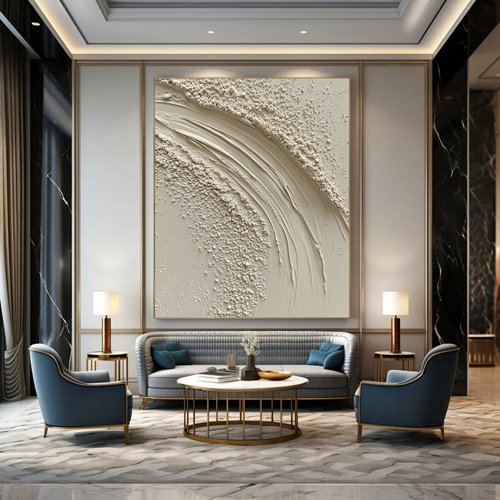 Cream Textured Abstract - Subtle Tactile Art GAB0415