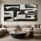 Black and White Textured Letters Abstract Painting with Artistic Typography WINK239