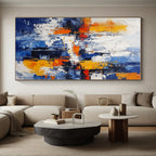 Blue Orange Abstract Cityscape Painting with Urban Rhythm WINK711