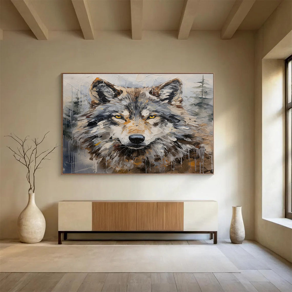 Wolf Portrait Abstract Painting for Wilderness - Inspired Spaces YHT077