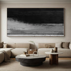 Vertical Black and White Stripes Abstract Painting with Structured Rhythm WINK013