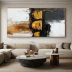 Gold - Black Abstract Shapes Painting with Bold Simplicity WINK368