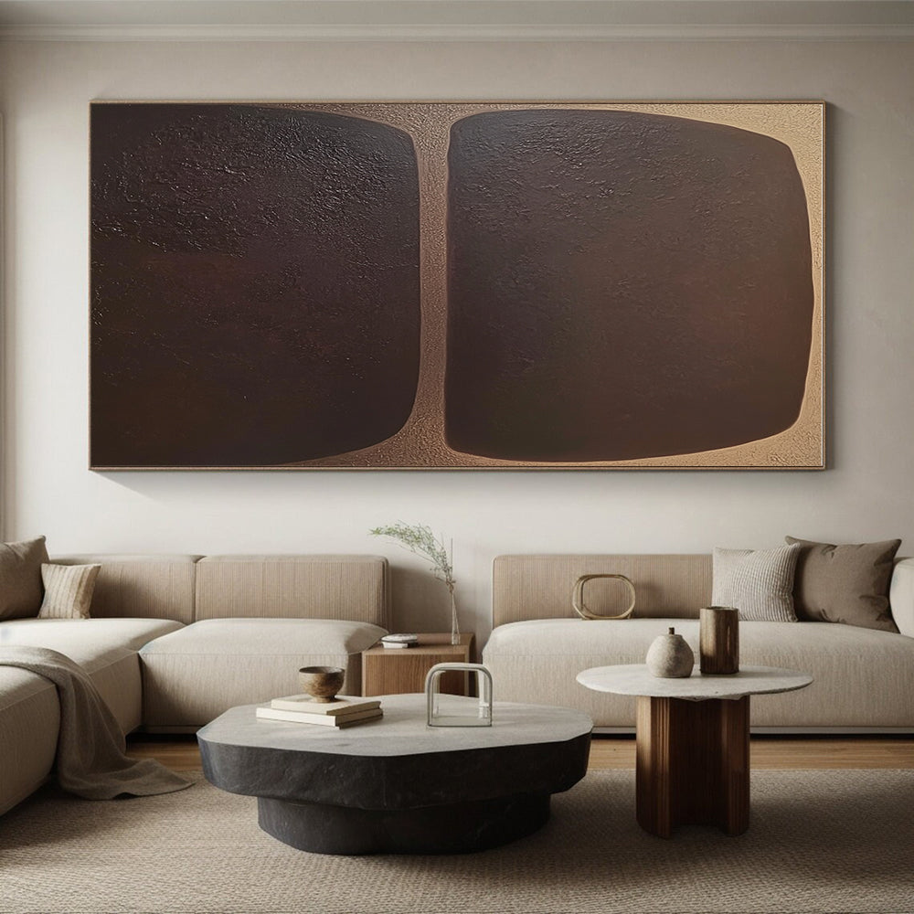 Dark Rectangular Abstract Shapes Painting with Subtle Mystery WINK061