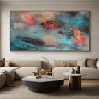 Blue Gold Red Abstract Painting with Ethereal Textures WINK661