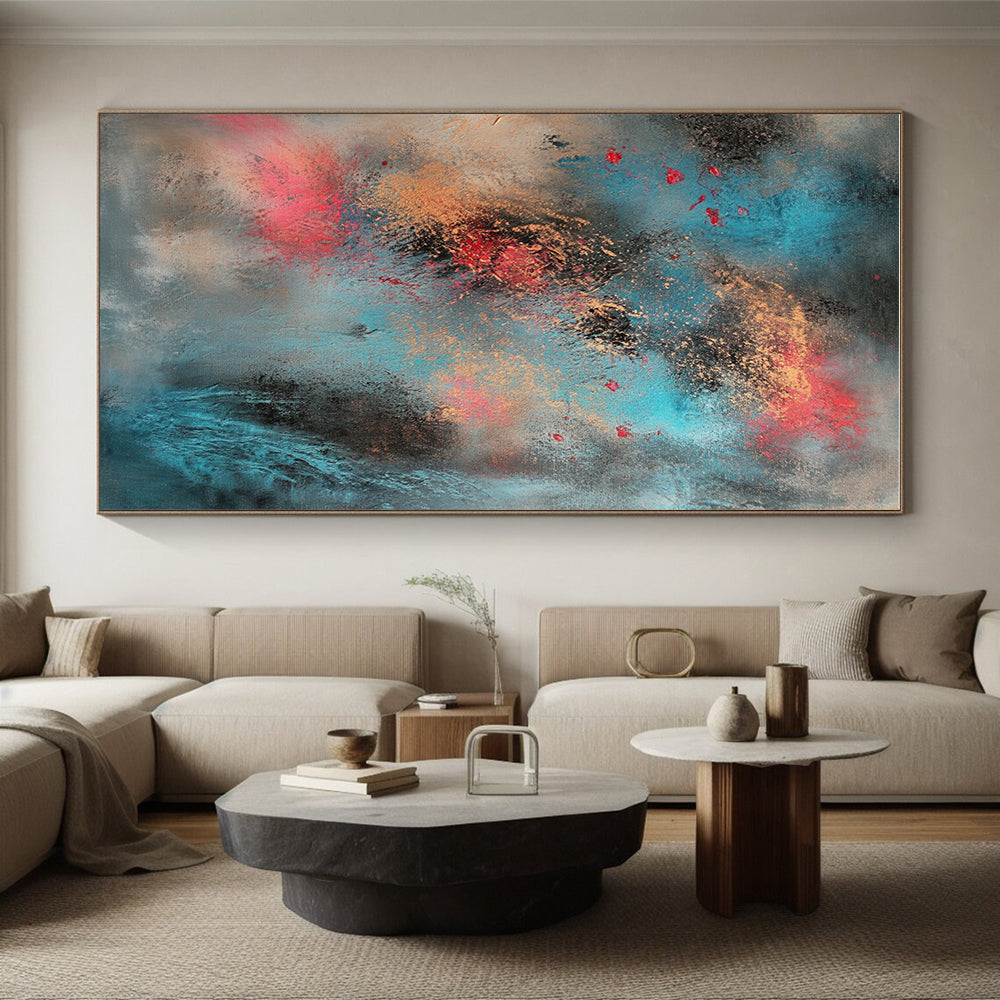 Blue Gold Red Abstract Painting with Ethereal Textures WINK661
