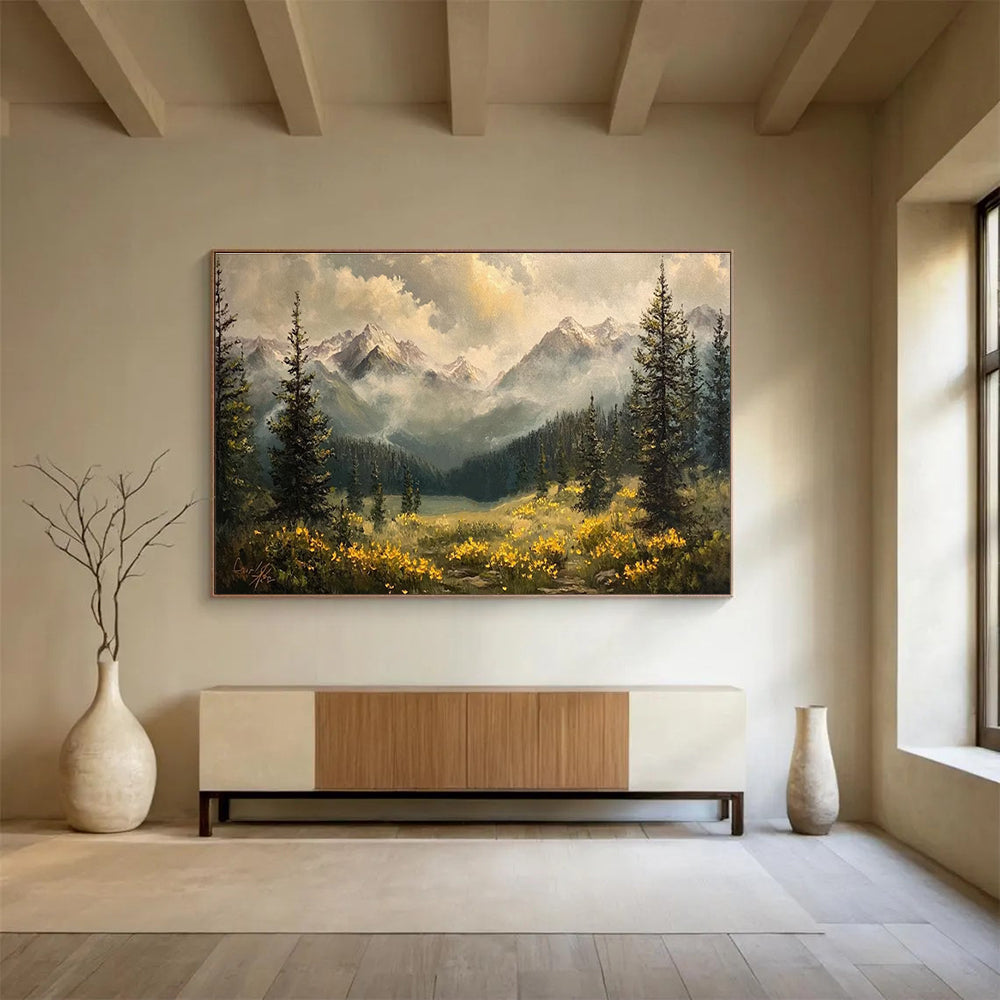 Mountain Meadow Abstract Painting for Nature - Inspired Living Rooms YHT420
