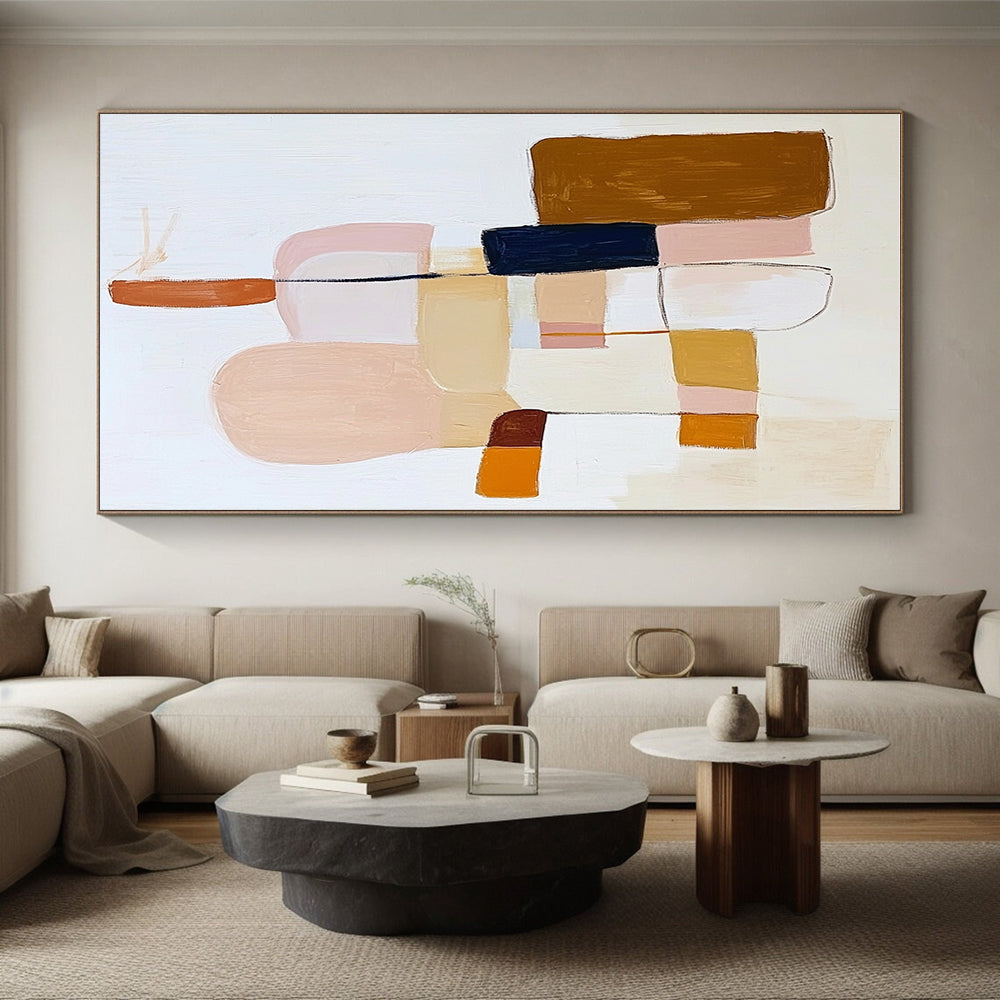 Earth - Toned Block Abstract Painting with Gentle Harmony WINK700