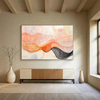 Orange and Pink Line Abstract Painting with Delicate, Flowing Textures ABS462