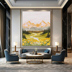 Mountain Valley Idyllic Abstract Painting for Rustic Interiors GAB1488