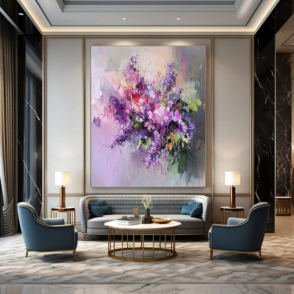 Colorful Flower Bouquet Abstract Painting with Textured Blooms GAB0045