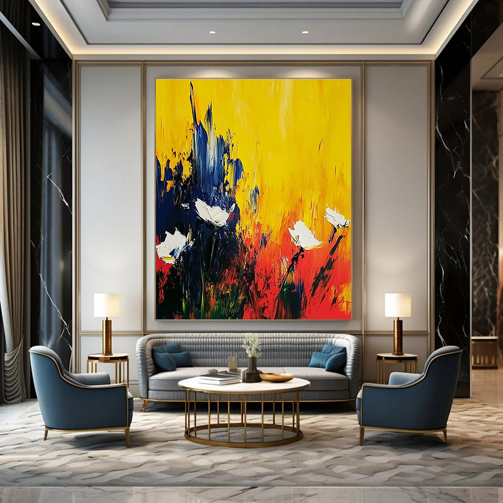 Bold Color - Clash Floral Abstract Painting for Art - Loving Restaurants GAB0875