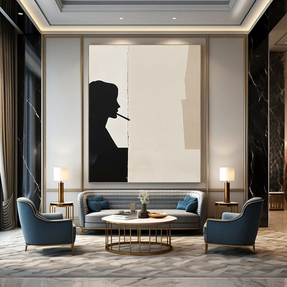 Silhouette with Cigarette Stylish Abstract Painting for Urban Lofts GAB1534