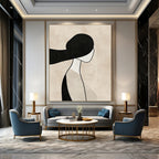 Minimalist Woman Silhouette Abstract Painting for Serene Bedroom Corners GAB1378