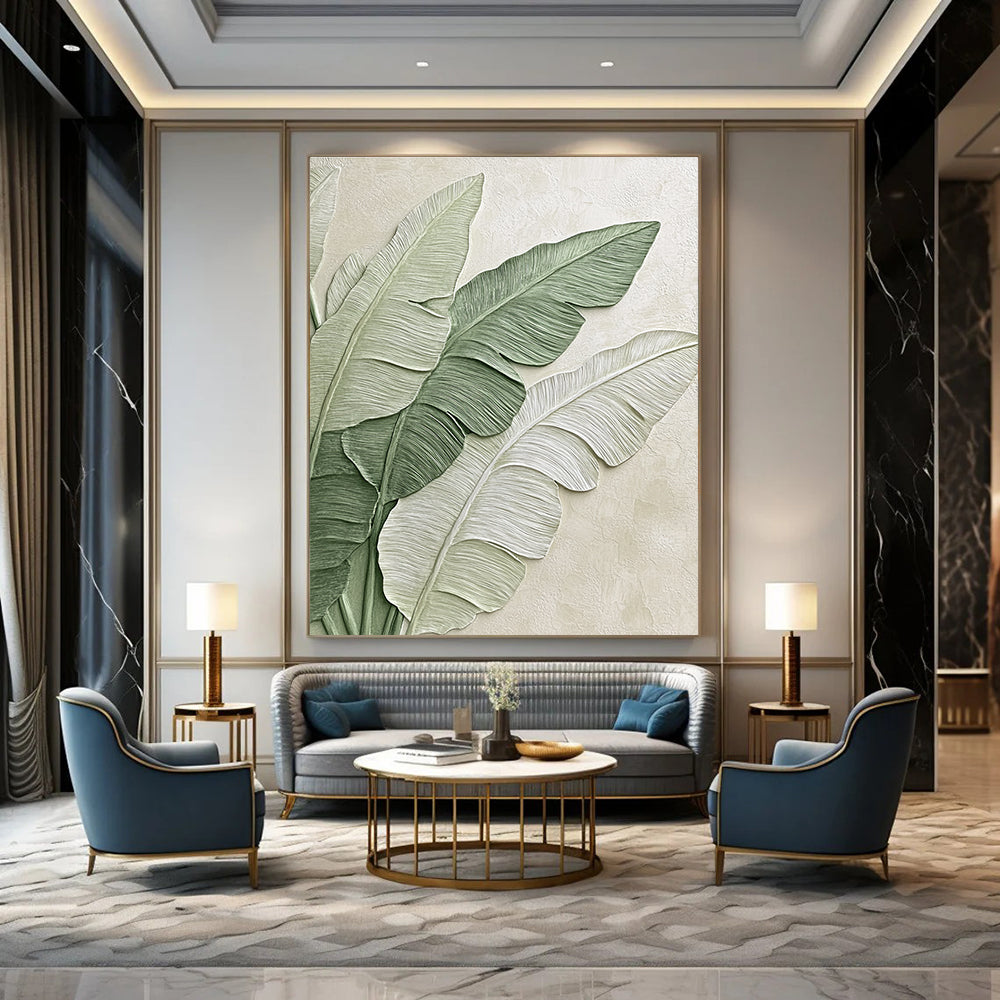 Layered Leaves Abstract Painting with Pastel Tones GAB0003