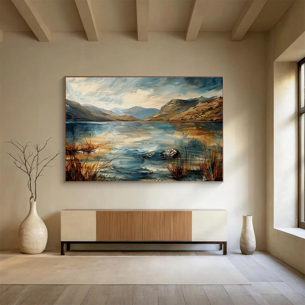 Lake and Mountain Abstract Painting for Nature - Lover Bedrooms YHT403