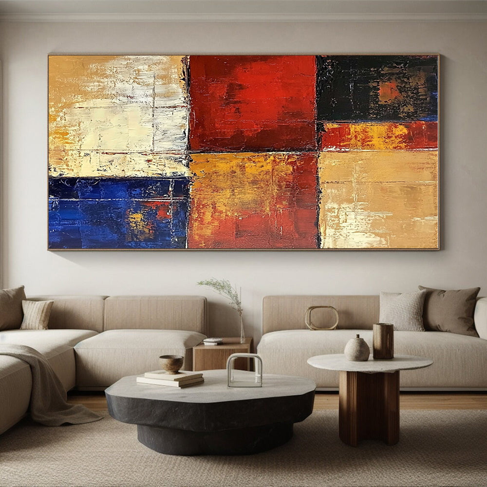 Red Yellow Blue Abstract Painting with Vibrant Retro Energy WINK475