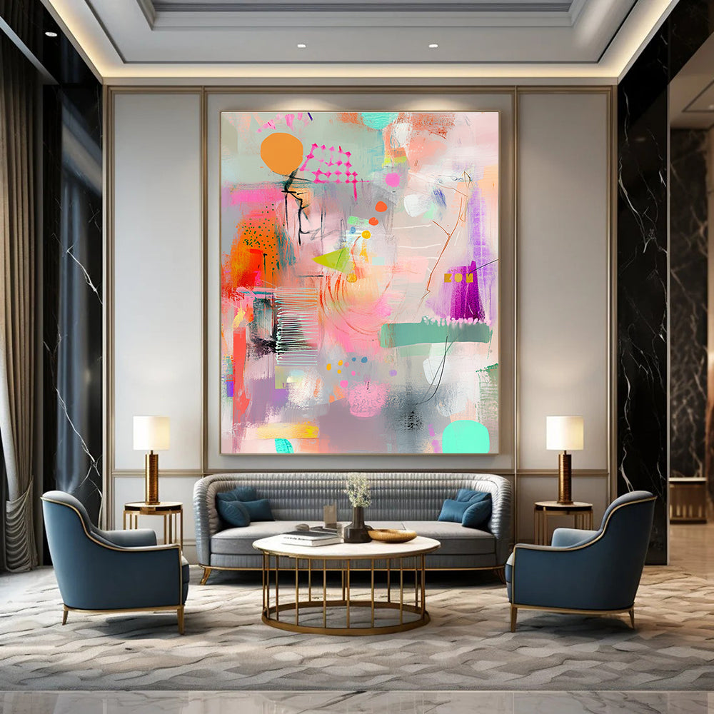 Pastel Abstract Fusion Painting of Playful Harmony GAB0176