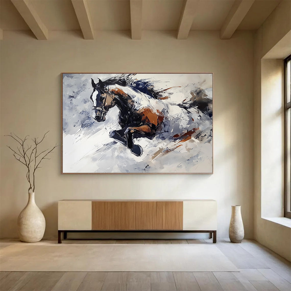 Galloping Horse Abstract Painting with Dynamic Energy ABS595