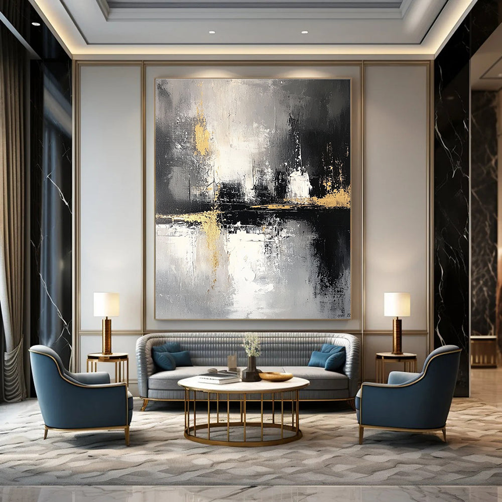 Dark Abstract Cityscape - Moody Urban Abstract Painting GAB0448