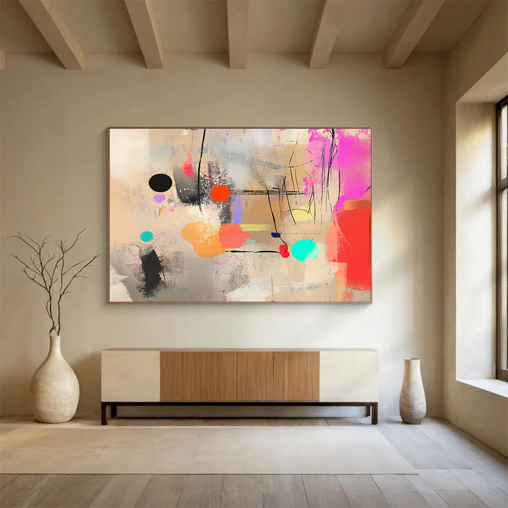 Vibrant Dots - Lines Abstract Expressionist Painting ABS203