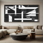 Geometric Black and White Abstract Painting with Structural Intrigue WINK145
