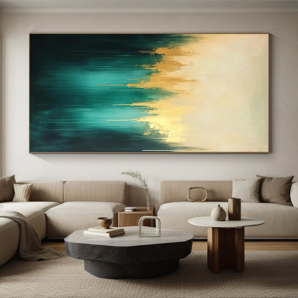 Blue Green Gold Abstract Painting with Ethereal Beauty WINK551
