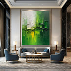 Textured Green Abstract Painting for Contemporary Art Cafes HENG003