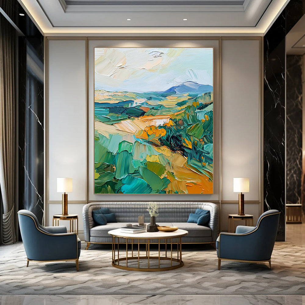 Colorful Landscape Impression Abstract Painting of Vibrant Countryside GAB0096