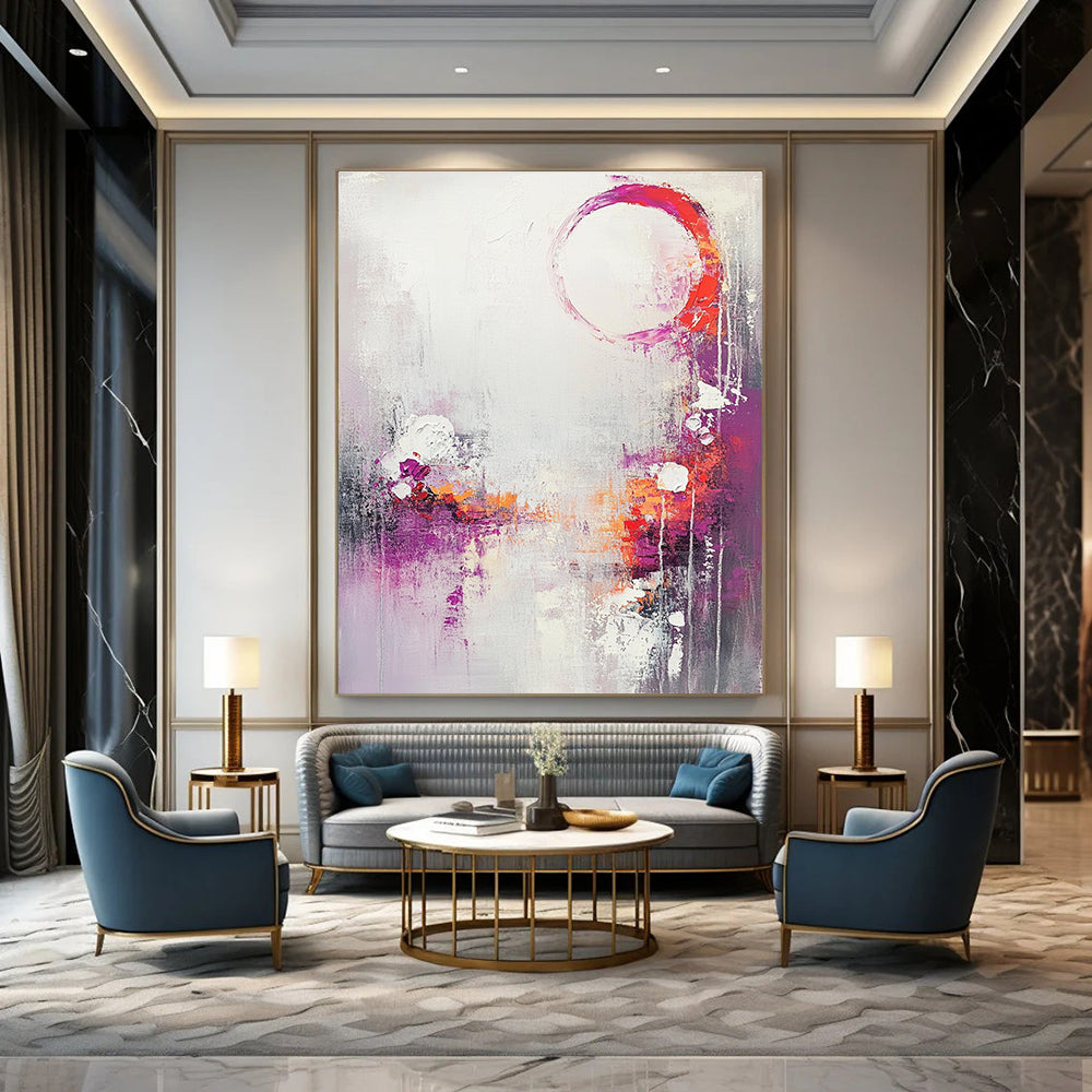Purple and Orange Abstract Painting for Bohemian - Style Bedrooms GAB0902
