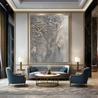 Textured Grey Complexity Abstract Painting of Intricate Surfaces GAB0088
