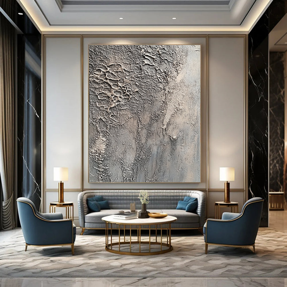 Textured Grey Complexity Abstract Painting of Intricate Surfaces GAB0088