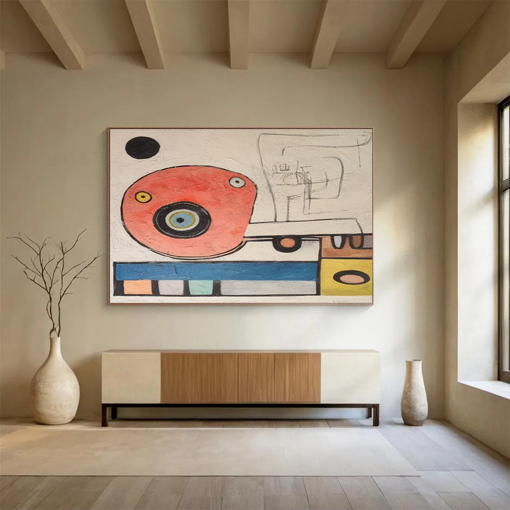 Whimsical Abstract Forms Painting with Retro Vibes YHT004
