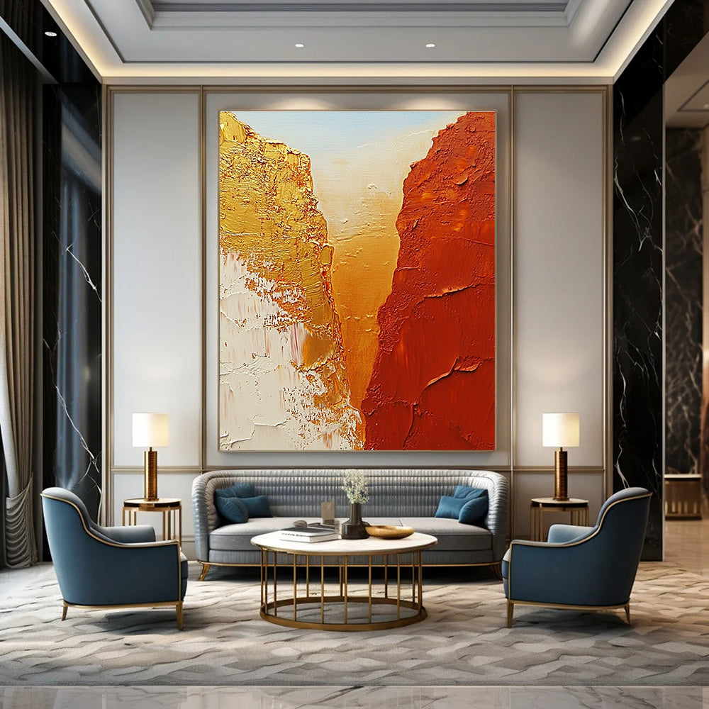 Gold and Rust Abstract Painting for Luxury Desert Resort Lobbies GAB1177