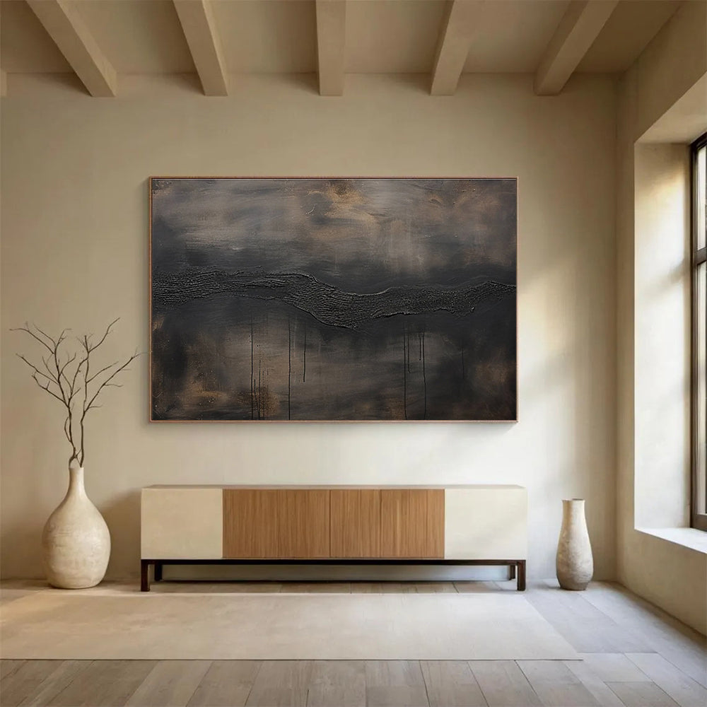 Dark Textured Abstract Painting for Sophisticated Art Galleries YHT390