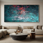 Textured Teal Abstract Painting with Intricate Details WINK642