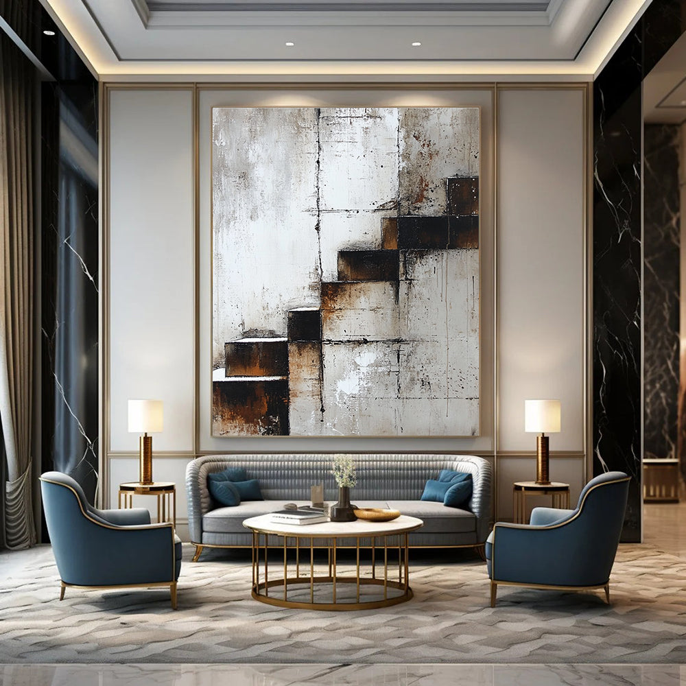 Rustic Staircase - Industrial Abstract Painting GAB0624