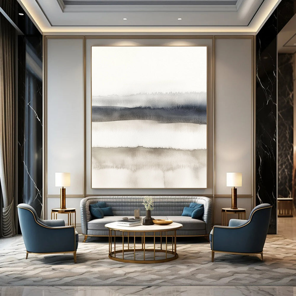 Gray - Toned Watercolor Layers Abstract Painting for Minimalist Living Rooms GAB0980