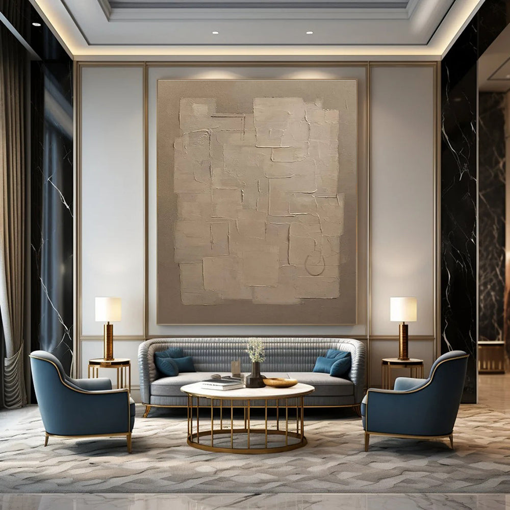 Beige Textured Abstract Painting for Timeless Home Interiors HENG489
