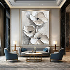 Subtle Floral Relief Abstract Painting for Neutral - Toned Offices GAB1005