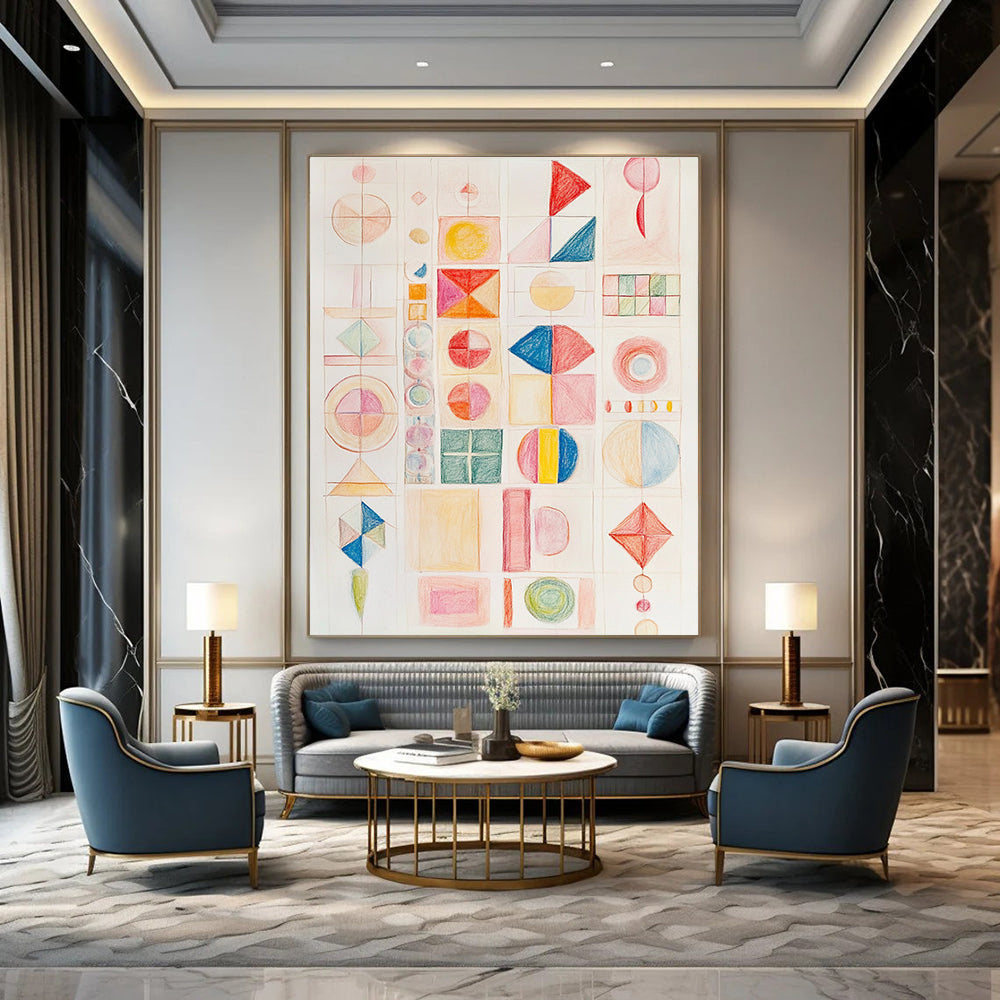 Colorful Geometric Grid Abstract Painting of Order and Color GAB0119