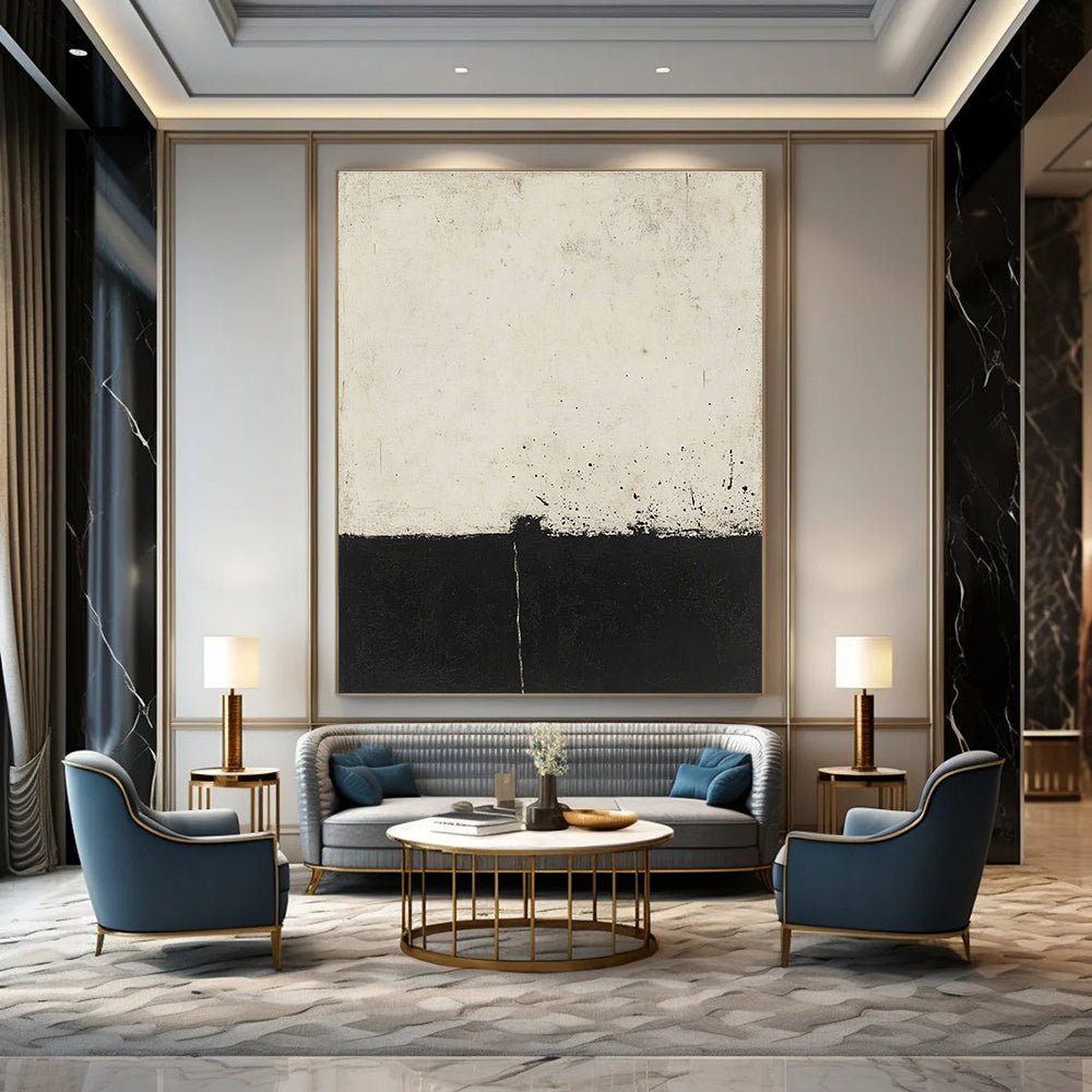 Black and White Minimalism Abstract Painting of Subtle Contrast GAB0196