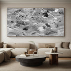 Black and White Splatter Abstract Painting with Dynamic Chaos WINK106