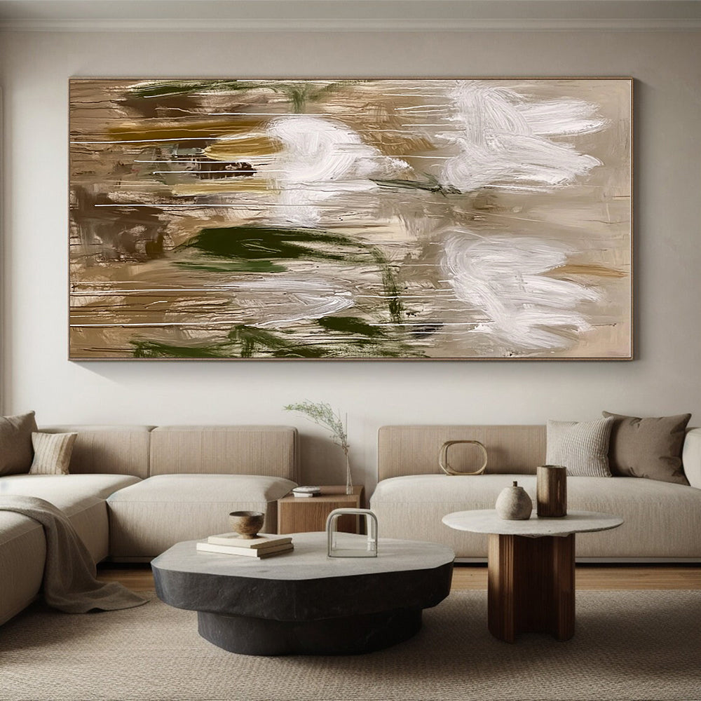 Abstract White Flowers Painting with Dripping Elegance WINK623