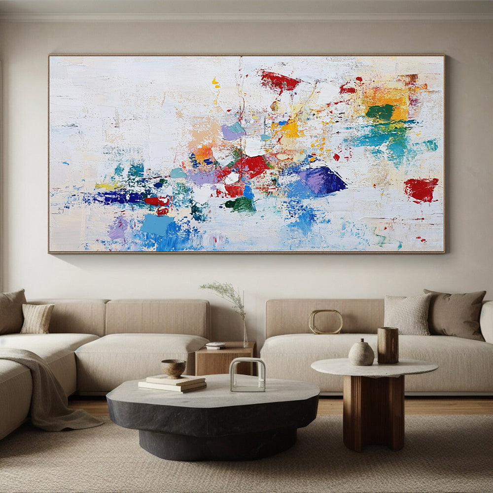 Colorful Patchwork Abstract Painting with Playful Whimsy WINK752