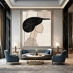 Abstract Woman with Hat Abstract Painting for Retro - Inspired Cafes GAB1377