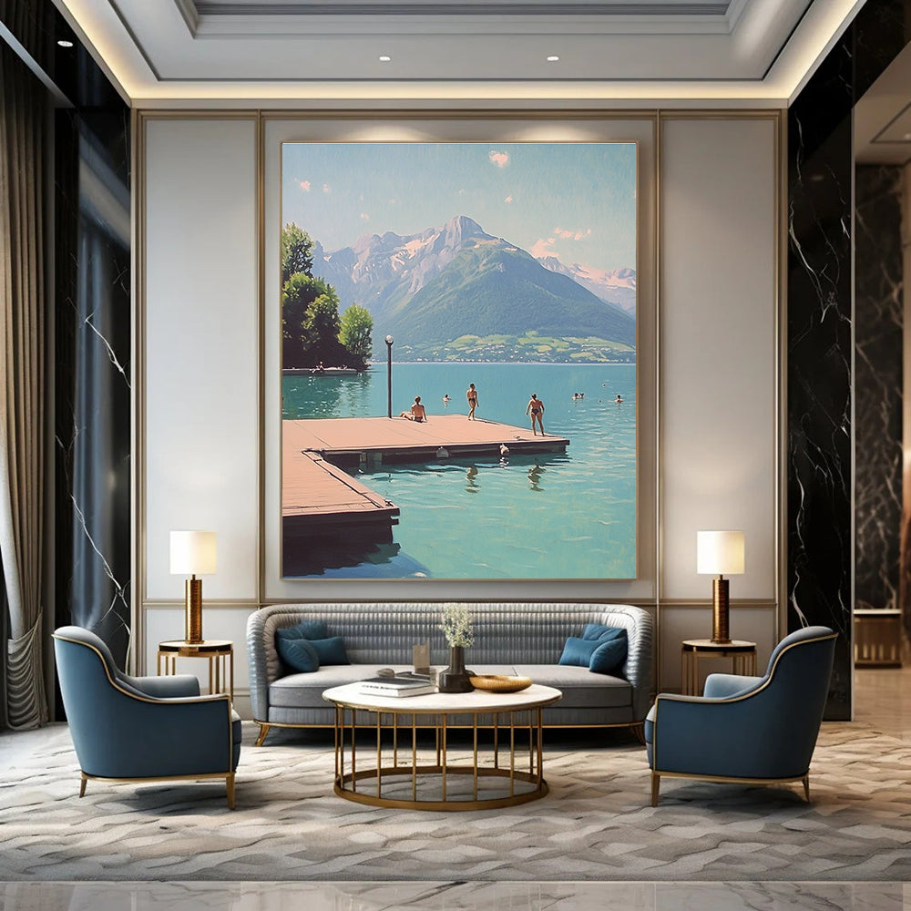 Lakeside Leisure Abstract Painting for Resort - Style Hotel Lobbies GAB1294