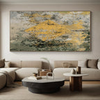 Textured Yellow and Green Abstract Painting with Rustic Vibe WINK303