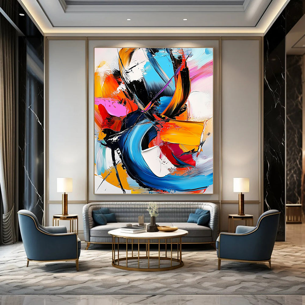 Vibrant Color Fusion Abstract Painting for Creative Coworking Spaces GAB0855