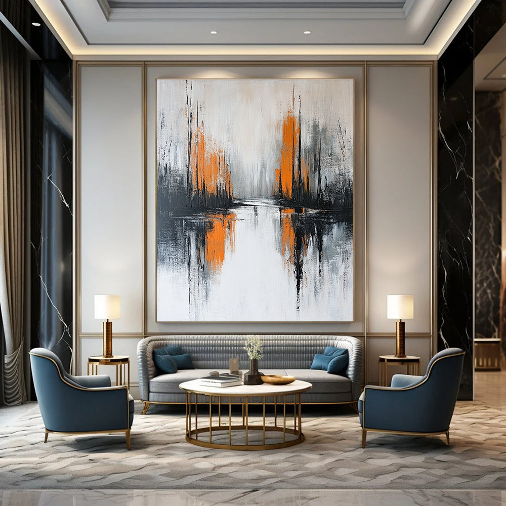 Monochrome Landscape - Inspired Abstract Painting for Modern Living Rooms GAB0873